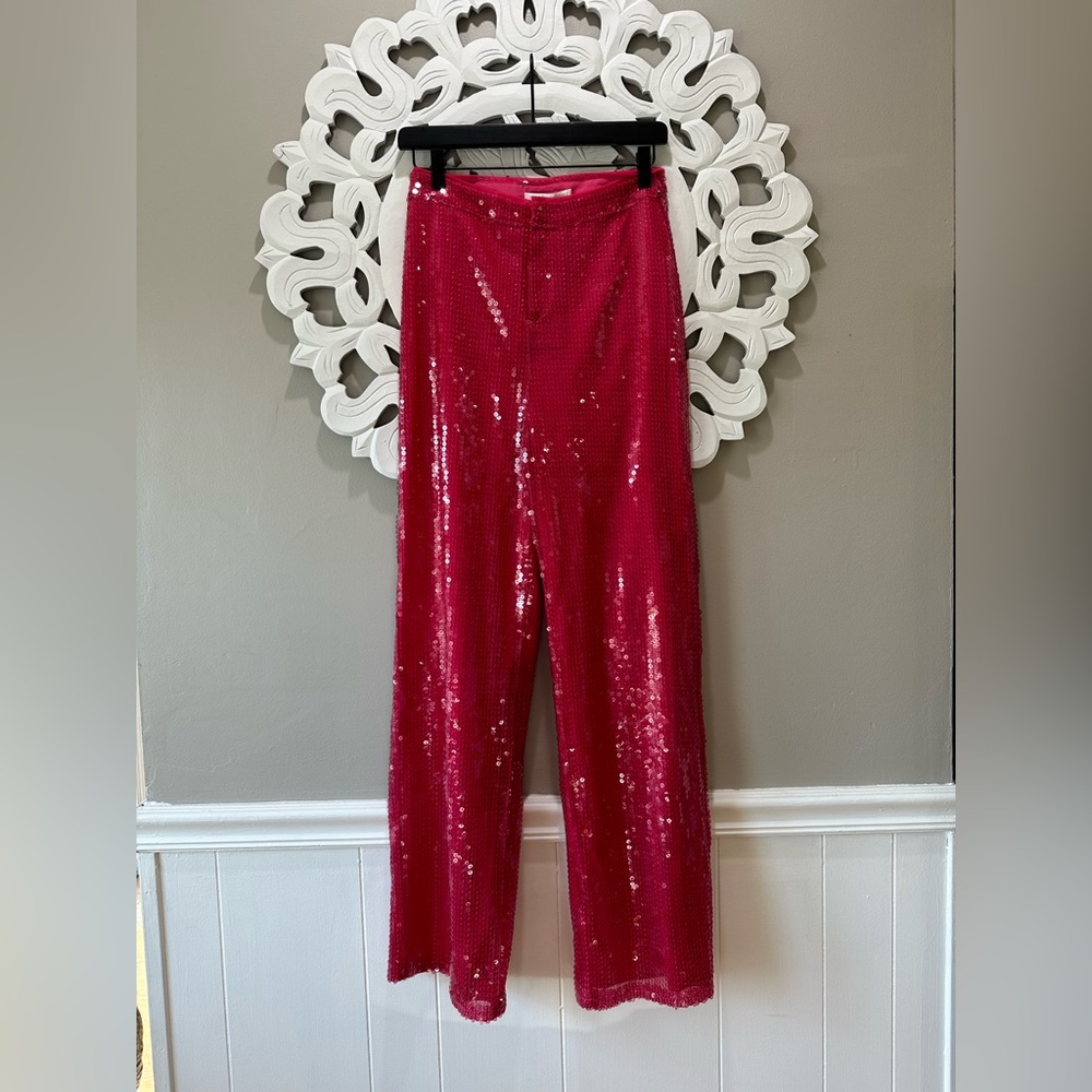 High waisted, hot pink sequin pants, never worn, NWT, size small